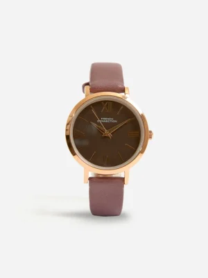 Leather Strap Watch with Dial<FRENCH CONNECTION Hot
