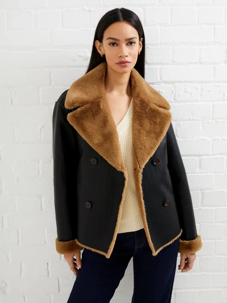 Cerys PU Faux Fur Jacket<FRENCH CONNECTION Sale