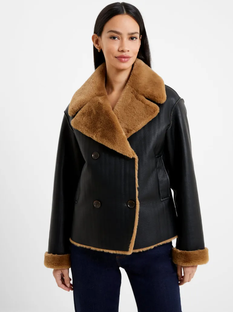 Cerys PU Faux Fur Jacket<FRENCH CONNECTION Sale