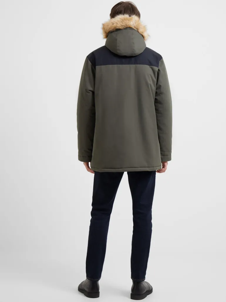 Contrast Faux Fur Trim Parka Coat<FRENCH CONNECTION Hot