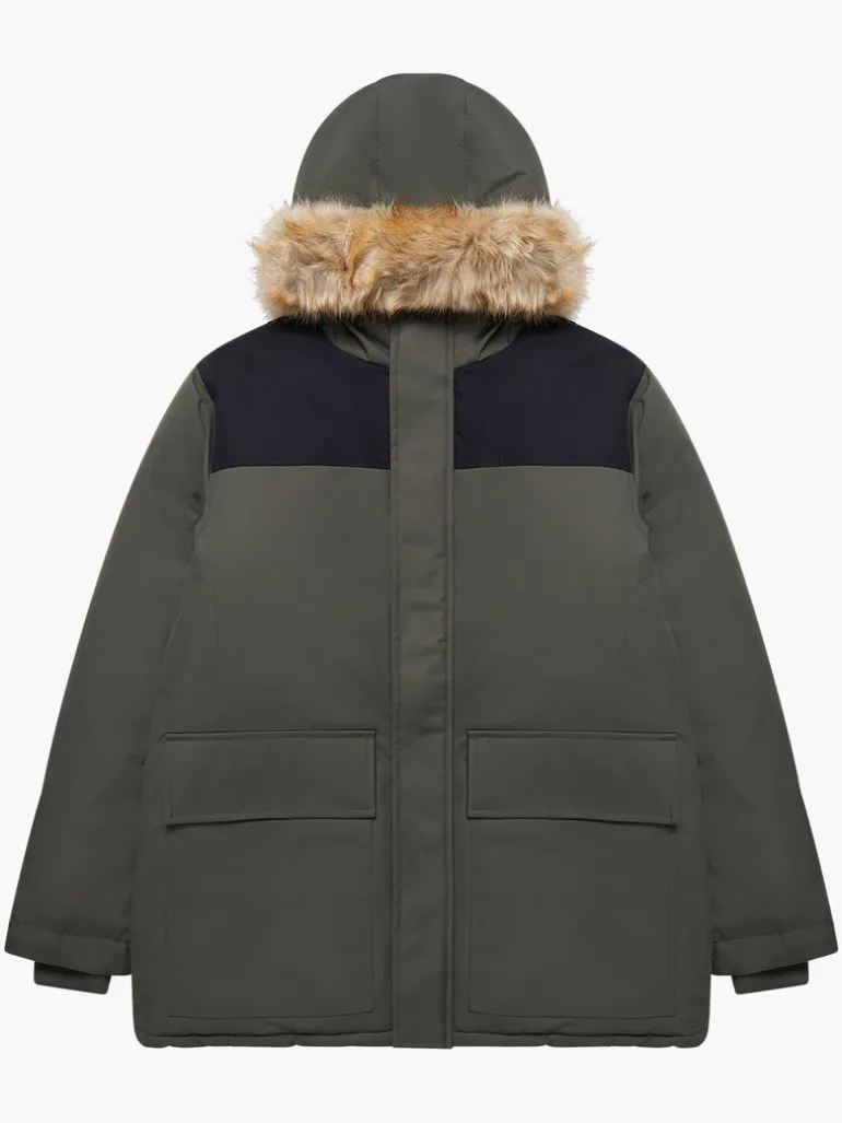Contrast Faux Fur Trim Parka Coat<FRENCH CONNECTION Hot