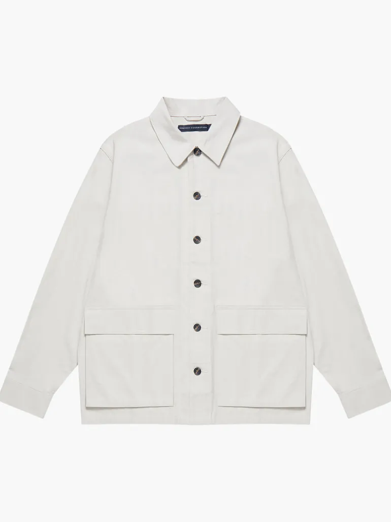 Cotton Herringbone Chore Overshirt<FRENCH CONNECTION Clearance