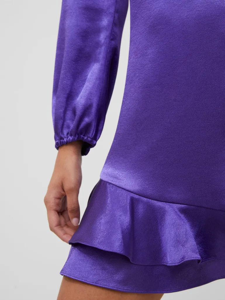 Denney Satin V-Neck Mini Dress<FRENCH CONNECTION Clearance