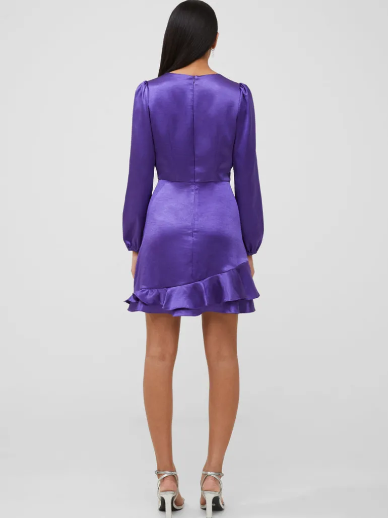 Denney Satin V-Neck Mini Dress<FRENCH CONNECTION Clearance