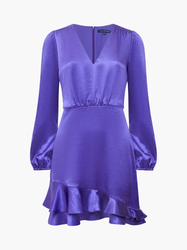 Denney Satin V-Neck Mini Dress<FRENCH CONNECTION Clearance