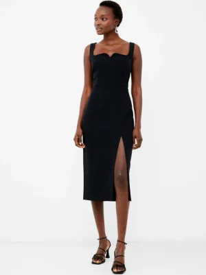 Echo Crepe Neck Detail Midi Dress<FRENCH CONNECTION Best