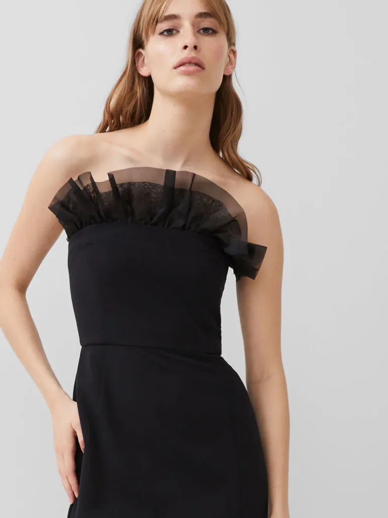 Echo Organza Mix Frill Strapless Midi Dress<FRENCH CONNECTION Cheap