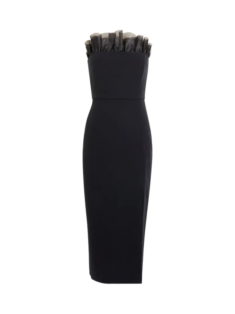 Echo Organza Mix Frill Strapless Midi Dress<FRENCH CONNECTION Cheap