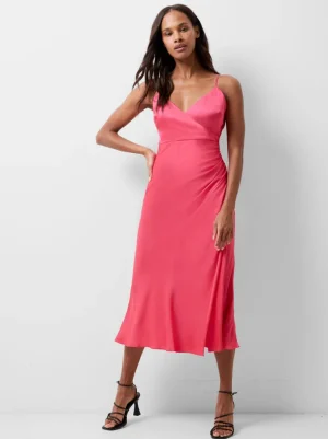 Ennis Eco Satin Slip Midi Dress<FRENCH CONNECTION Cheap