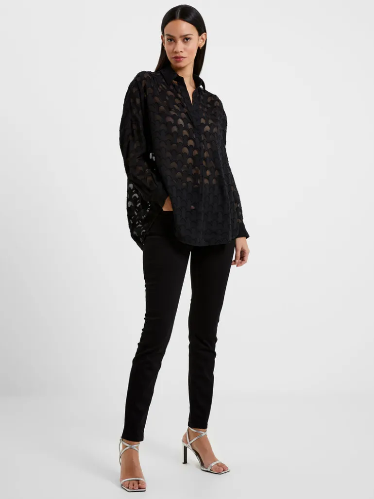 Geo Burn-Out Popover Shirt<FRENCH CONNECTION Clearance