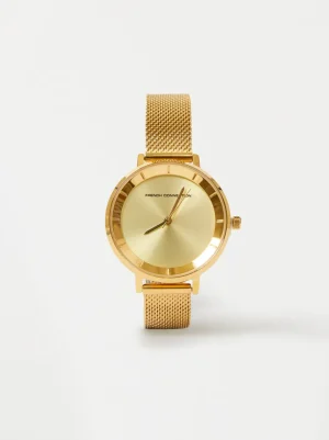 Tone Mesh Bracelet Watch with Champagne Dial<FRENCH CONNECTION Outlet