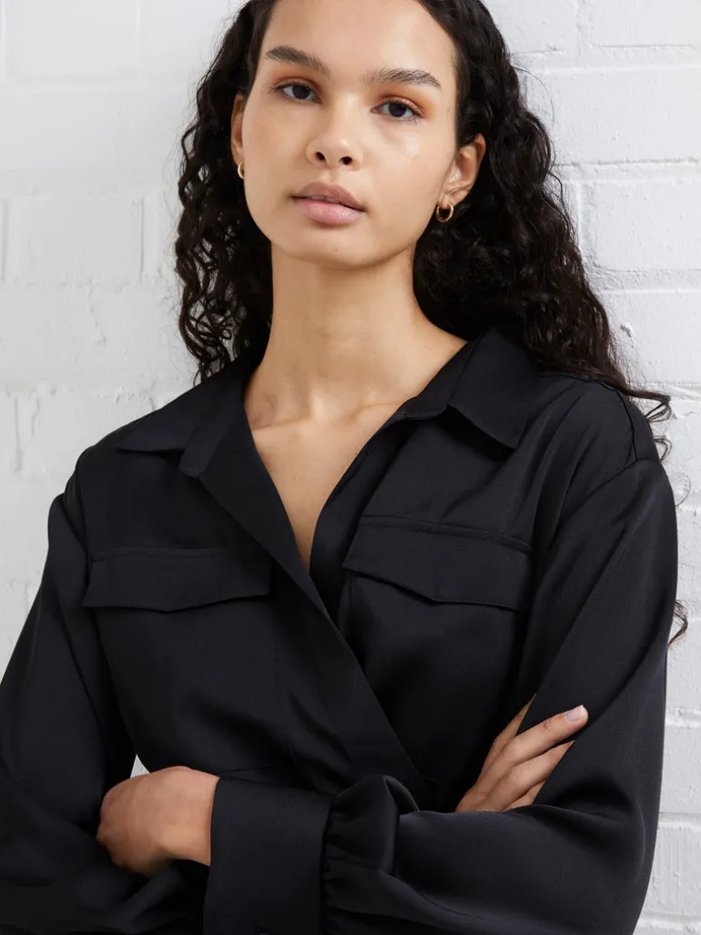 Harlow Recycled Satin Crossover Midi Dress<FRENCH CONNECTION Outlet