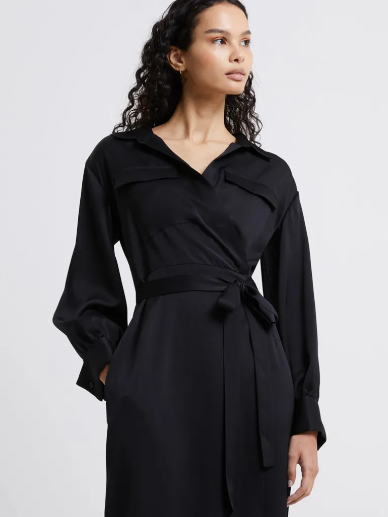 Harlow Recycled Satin Crossover Midi Dress<FRENCH CONNECTION Outlet