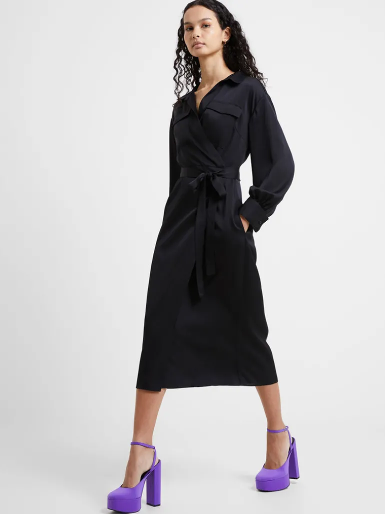 Harlow Recycled Satin Crossover Midi Dress<FRENCH CONNECTION Outlet