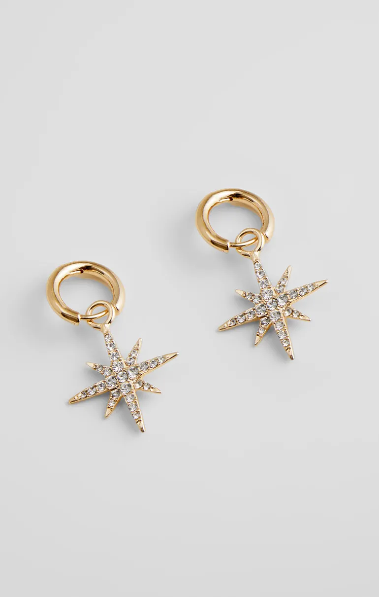 Large Diamante Star Huggie Hoop Earrings<FRENCH CONNECTION Best