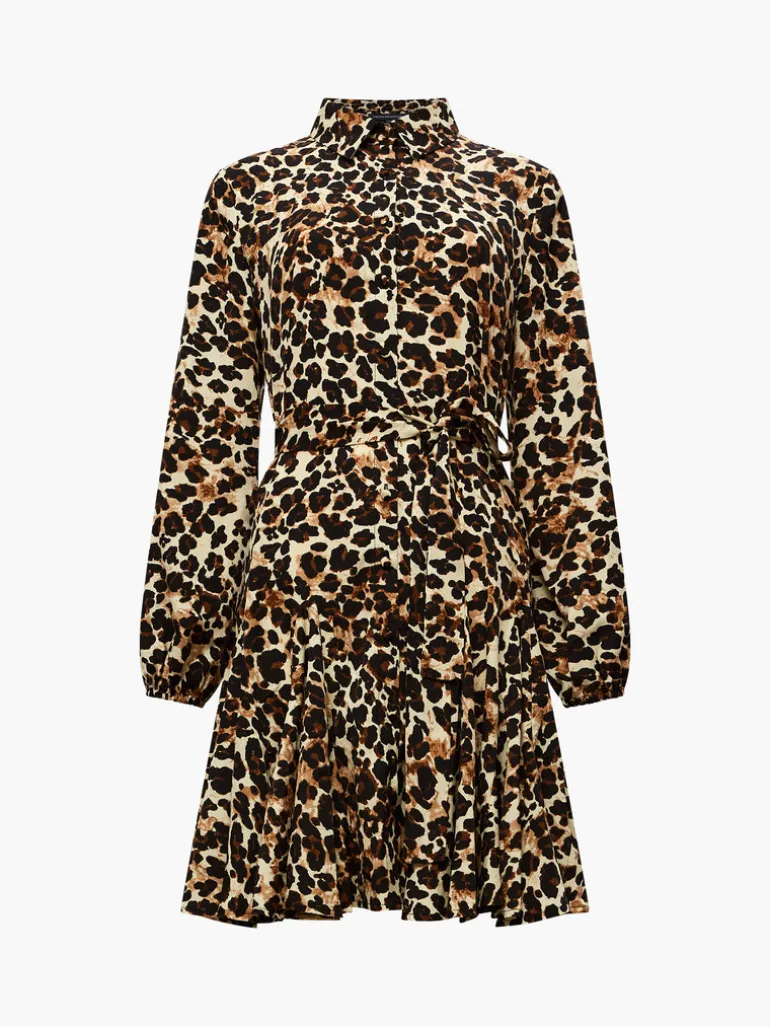 Leopard Print Belted Shirt Mini Dress<FRENCH CONNECTION Store