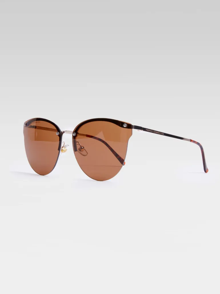 Metal Cat Eye Rimless Sunglasses<FRENCH CONNECTION Fashion
