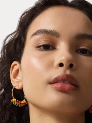 Multi Rainbow Bead Hoop Earrings<FRENCH CONNECTION Best