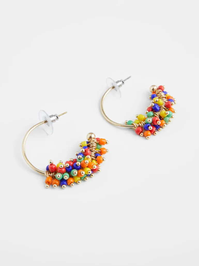 Multi Rainbow Bead Hoop Earrings<FRENCH CONNECTION Best