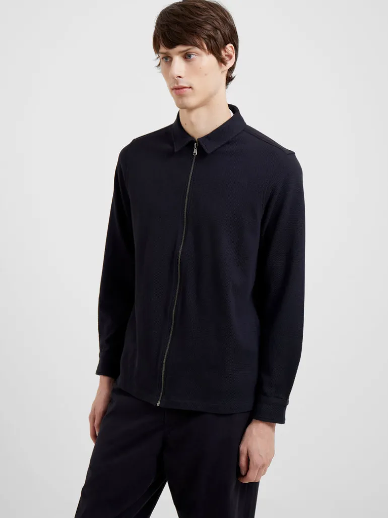 Popcorn Jersey Zip Through Shirt<FRENCH CONNECTION Cheap