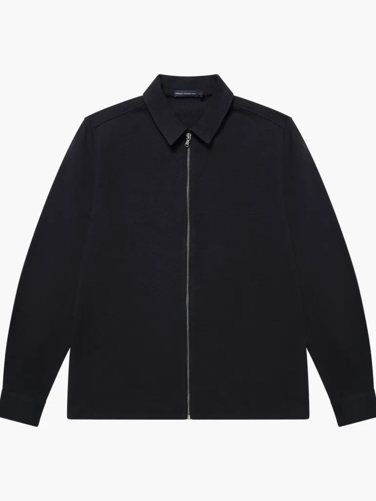 Popcorn Jersey Zip Through Shirt<FRENCH CONNECTION Cheap