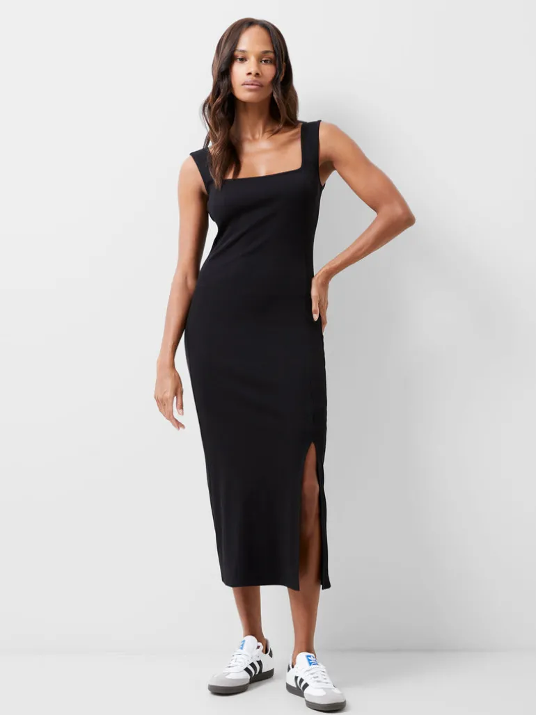 Rassia Rib Square Neck Midi Dress<FRENCH CONNECTION Discount