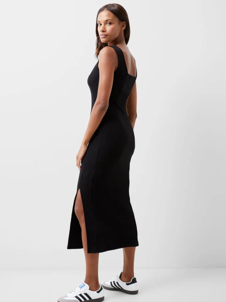 Rassia Rib Square Neck Midi Dress<FRENCH CONNECTION Discount