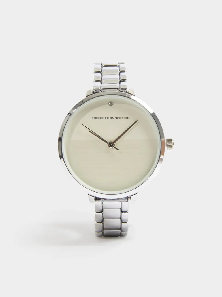 Tone Bracelet Watch with White Dial<FRENCH CONNECTION Outlet