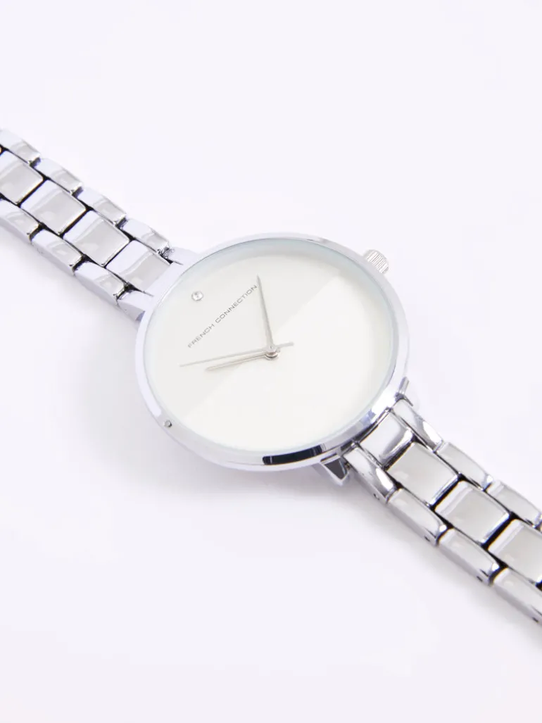Tone Bracelet Watch with White Dial<FRENCH CONNECTION Outlet