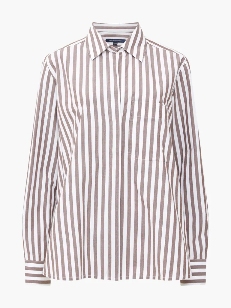 Stripe Poplin Popover Shirt<FRENCH CONNECTION New