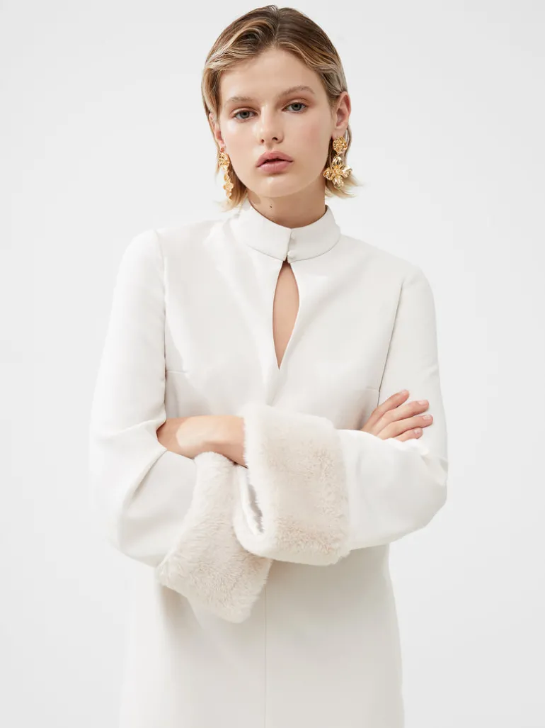 Whisper Ruth Faux Fur Trim Mini Dress<FRENCH CONNECTION Hot